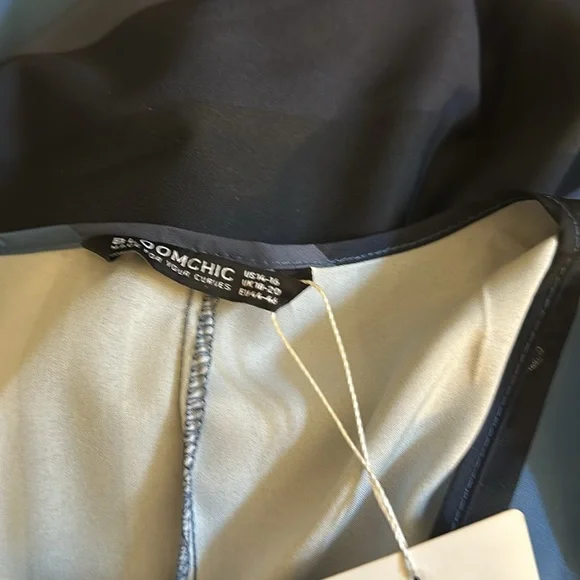 Bloom Chic NWT XL 14-16 Blue multi tone long sleeve striped v neck maxi dress - Picture 10 of 11